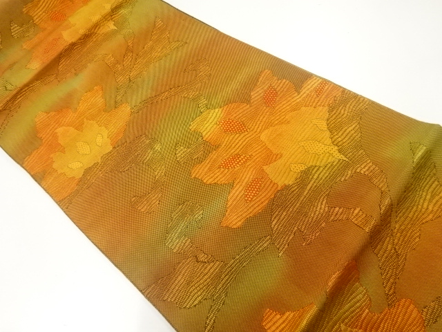 JAPANESE NAGOYA OBI / WOVEN FLOWER ARABESQUE